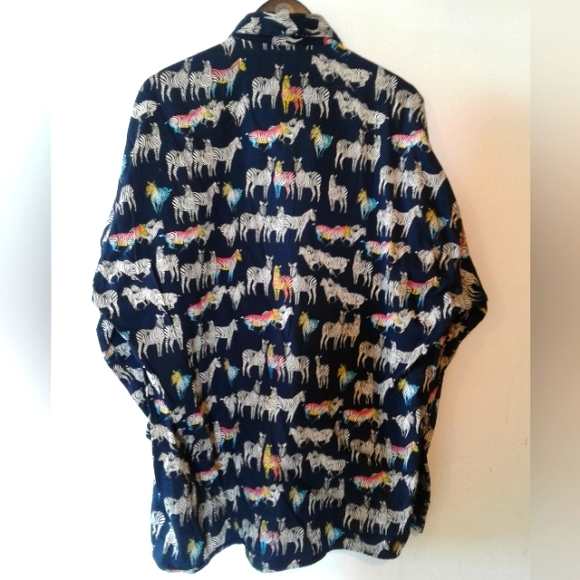  Authentic Gianni Versace Zebra button down up Shirt jeans Couture men's XL - Picture 2 of 7